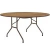 Correll 60" Round Medium Oak Thermal-Fused Laminate Top Folding Table With Brown Frame