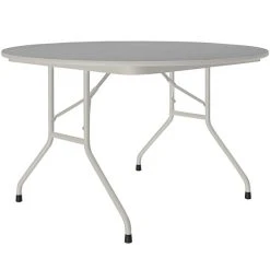 Correll 48" Round Gray Granite Thermal-Fused Laminate Top Folding Table With Gray Frame