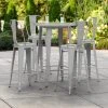 LT&S Alloy Series Lancaster Table & Seating Alloy Series 30" Round Silver Outdoor Bar Height Table With 4 Metal Cafe Bar Stools