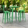 LT&S Alloy Series Lancaster Table & Seating Alloy Series 24" X 24" Green Outdoor Bar Height Table With 2 Metal Cafe Bar Stools