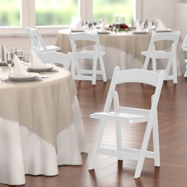Lancaster Table & Seating White Resin Folding Chair With Vinyl Seat 1 Lancaster Table & Seating White Resin Folding Chair With Vinyl Seat