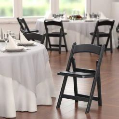 Lancaster Table & Seating Black Resin Folding Chair With Vinyl Seat