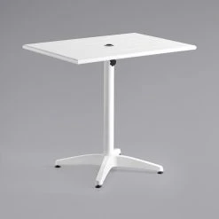 Lancaster Table & Seating 24" X 32" White Powder-Coated Aluminum Dining Height Outdoor Table With Umbrella Hole And 2 Arm Chairs 8 Lancaster Table & Seating 24" X 32" White Powder-Coated Aluminum Dining Height Outdoor Table With Umbrella Hole And 2 Arm Chairs -Zown Shop 2276692