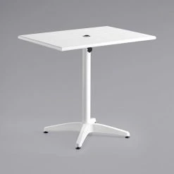 Lancaster Table & Seating 24" X 32" White Powder-Coated Aluminum Dining Height Outdoor Table With Umbrella Hole And 2 Side Chairs 8 Lancaster Table & Seating 24" X 32" White Powder-Coated Aluminum Dining Height Outdoor Table With Umbrella Hole And 2 Side Chairs -Zown Shop 2276693