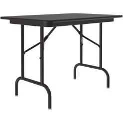 Correll 24" X 48" Black Granite Keyboard Height Thermal-Fused Laminate Top Folding Table With Black Frame And Leveling Feet