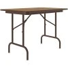 Correll 24" X 36" Medium Oak Keyboard Height Thermal-Fused Laminate Top Folding Table With Brown Frame And Leveling Feet