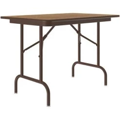 Correll 24" X 36" Medium Oak Keyboard Height Thermal-Fused Laminate Top Folding Table With Brown Frame And Leveling Feet