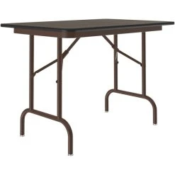 Correll 24" X 48" Walnut Keyboard Height Thermal-Fused Laminate Top Folding Table With Brown Frame And Leveling Feet