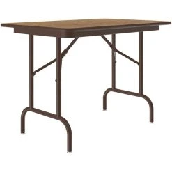 Correll 24" X 36" Medium Oak Thermal-Fused Laminate Top Folding Table With Brown Frame And Leveling Feet