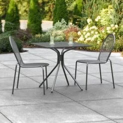 Lancaster Table & Seating Harbor Black 30" Square Outdoor Standard Height Table With Modern Legs And 2 Side Chairs