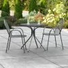 Lancaster Table & Seating Harbor Black 30" Round Outdoor Standard Height Table With Modern Legs And 2 Arm Chairs