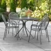 Lancaster Table & Seating Harbor Black 36" Square Outdoor Standard Height Table With Modern Legs And 4 Arm Chairs