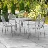 Lancaster Table & Seating Harbor Gray 36" Square Outdoor Standard Height Table With Ornate Legs And 4 Side Chairs