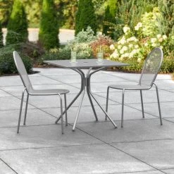 Lancaster Table & Seating Harbor Gray 30" Square Outdoor Standard Height Table With Modern Legs And 2 Side Chairs