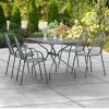 Lancaster Table & Seating Harbor Black 30" X 48" Rectangular Outdoor Standard Height Table With Modern Legs And 4 Arm Chairs