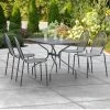 Lancaster Table & Seating Harbor Black 30" X 48" Rectangular Outdoor Standard Height Table With Modern Legs And 4 Side Chairs