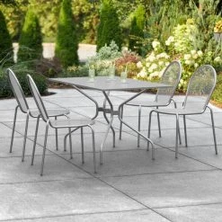 Lancaster Table & Seating Harbor Gray 30" X 48" Rectangular Outdoor Standard Height Table With Modern Legs And 4 Side Chairs