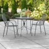 Lancaster Table & Seating Harbor Black 30" Round Outdoor Standard Height Table With Ornate Legs And 2 Arm Chairs