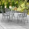 Lancaster Table & Seating Harbor Black 36" Square Outdoor Standard Height Table With Ornate Legs And 4 Arm Chairs