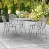 Lancaster Table & Seating Harbor Gray 36" Square Outdoor Standard Height Table With Ornate Legs And 4 Arm Chairs