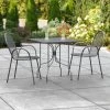 Lancaster Table & Seating Harbor Black 30" Square Outdoor Standard Height Table With Ornate Legs And 2 Arm Chairs