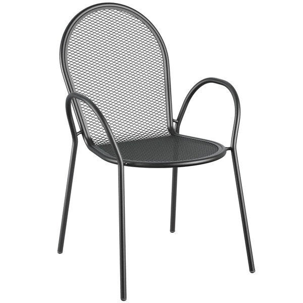 Lancaster Table & Seating Harbor Black 36" Square Outdoor Standard Height Table With Ornate Legs And 4 Arm Chairs 3 Lancaster Table & Seating Harbor Black 36" Square Outdoor Standard Height Table With Ornate Legs And 4 Arm Chairs - Image 3