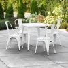 LT&S Alloy Series Lancaster Table & Seating Alloy Series 32" X 32" Square White Dining Height Outdoor Table With 4 Industrial Cafe Chairs