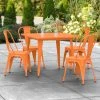 LT&S Alloy Series Lancaster Table & Seating Alloy Series 36" X 36" Orange Dining Height Outdoor Table With 4 Industrial Cafe Chairs