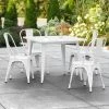 LT&S Alloy Series Lancaster Table & Seating Alloy Series 36" X 36" Square White Dining Height Outdoor Table With 4 Industrial Cafe Chairs