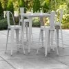 LT&S Alloy Series Lancaster Table & Seating Alloy Series 32" X 32" Silver Outdoor Bar Height Table With 4 Metal Cafe Bar Stools
