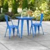 LT&S Alloy Series Lancaster Table & Seating Alloy Series 24" X 24" Blue Dining Height Outdoor Table With 2 Industrial Cafe Chairs