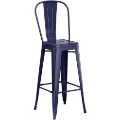 LT&S Alloy Series Lancaster Table & Seating Alloy Series 30" Round Navy Outdoor Bar Height Table With 4 Metal Cafe Bar Stools -Zown Shop 2286584