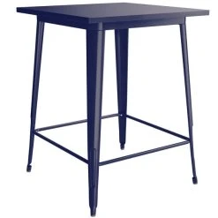 LT&S Alloy Series Lancaster Table & Seating Alloy Series 32" X 32" Navy Outdoor Bar Height Table With 4 Metal Cafe Bar Stools -Zown Shop 2286702