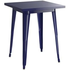 LT&S Alloy Series Lancaster Table & Seating Alloy Series 24" X 24" Navy Dining Height Outdoor Table With 2 Industrial Cafe Chairs -Zown Shop 2287069