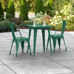LT&S Alloy Series Lancaster Table & Seating Alloy Series 24" X 24" Emerald Dining Height Outdoor Table With 2 Industrial Cafe Chairs