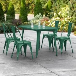 LT&S Alloy Series Lancaster Table & Seating Alloy Series 48" X 30" Emerald Dining Height Outdoor Table With 4 Industrial Cafe Chairs