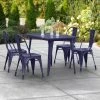 LT&S Alloy Series Lancaster Table & Seating Alloy Series 48" X 30" Navy Dining Height Outdoor Table With 4 Industrial Cafe Chairs