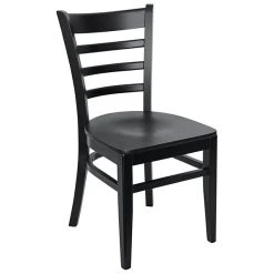 BFM Seating Berkeley Black Beechwood Ladder Back Side Chair With Veneer Wood Seat