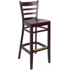 BFM Seating Berkeley Dark Mahogany Beechwood Ladder Back Barstool With Veneer Wood Seat