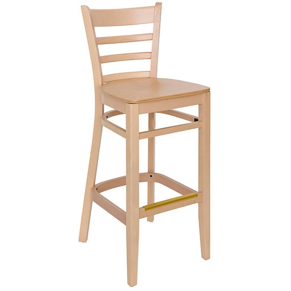 BFM Seating Berkeley Natural Beechwood Ladder Back Barstool With Veneer Wood Seat 1 BFM Seating Berkeley Natural Beechwood Ladder Back Barstool With Veneer Wood Seat