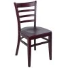 BFM Seating Berkeley Dark Mahogany Beechwood Ladder Back Side Chair With Veneer Wood Seat