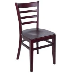 BFM Seating Berkeley Dark Mahogany Beechwood Ladder Back Side Chair With Veneer Wood Seat