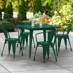 LT&S Alloy Series Lancaster Table & Seating Alloy Series 36" X 36" Emerald Dining Height Outdoor Table With 4 Arm Chairs