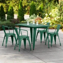 LT&S Alloy Series Lancaster Table & Seating Alloy Series 48" X 30" Emerald Dining Height Outdoor Table With 4 Arm Chairs