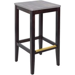 BFM Seating Stockton Dark Walnut Beechwood Square Backless Barstool With Relic Chestnut Seat