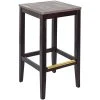 BFM Seating Stockton Dark Walnut Beechwood Square Backless Barstool With Relic Farmhouse Seat