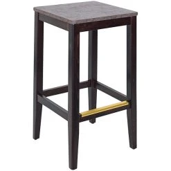BFM Seating Stockton Dark Walnut Beechwood Square Backless Barstool With Relic Rustic Copper Seat