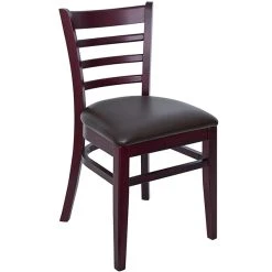 BFM Seating Berkeley Dark Mahogany Beechwood Ladder Back Side Chair With 2" Dark Brown Vinyl Seat