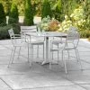 Lancaster Table & Seating 36" X 36" Silver Powder-Coated Aluminum Dining Height Outdoor Table With Umbrella Hole And 4 Arm Chairs
