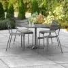 Lancaster Table & Seating 36" X 36" Matte Gray Powder-Coated Aluminum Dining Height Outdoor Table With Umbrella Hole And 4 Side Chairs